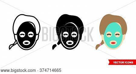 Facial Mask Icon Of 3 Types. Isolated Vector Sign Symbol.