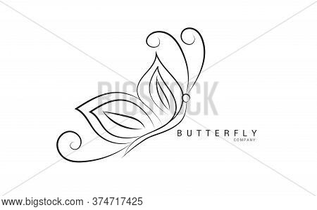 Butterfly logo vector template for cosmetic, beauty, spa. Black and white hand drawn butterfly illustration. vintage style, Butterfly logo design, Butterfly icon, Butterfly illustration,beauty lgo, spa logo, animal vector