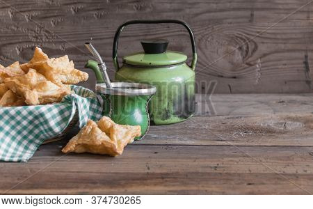Fried Pastry With Quince And Batata Typical Of South America Gastronomy