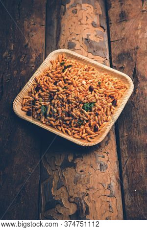 Puffed Rice Chivda Or Maharashtrial Bhadang Chiwda Served In A Plate