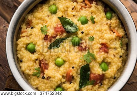Dalia Khichdi Or Daliya Khichadi Is A Delicious One Pot Meal Made From Broken Wheat And Vegetables,