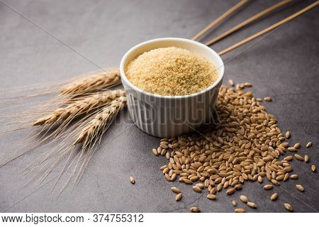 Raw Broken Wheat Or Daliya Or Dalia, Selective Focus