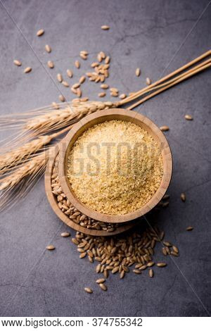 Raw Broken Wheat Or Daliya Or Dalia, Selective Focus