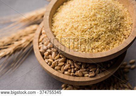 Raw Broken Wheat Or Daliya Or Dalia, Selective Focus