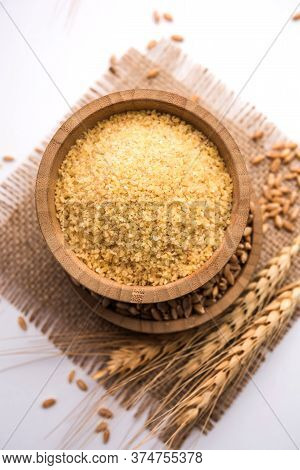 Raw Broken Wheat Or Daliya Or Dalia, Selective Focus
