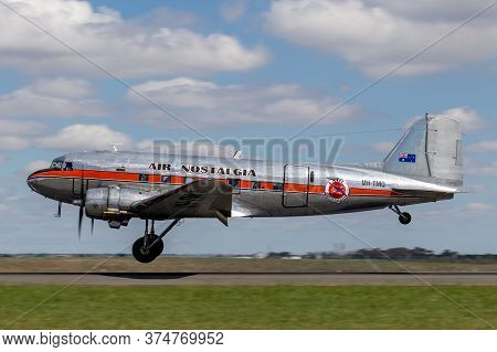 Avalon, Australia - February 27, 2015: Vintage Douglas Dc-3 Airliner Vh-tmq Operated By Air Nostalgi