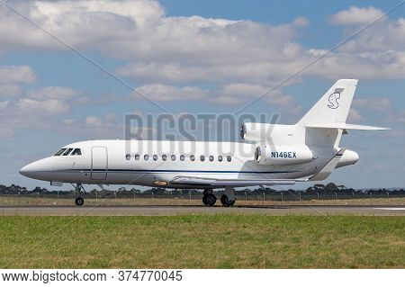 Avalon, Australia - February 27, 2015: Dassault Falcon 900ex Business Jet N146ex On The Runway At Av