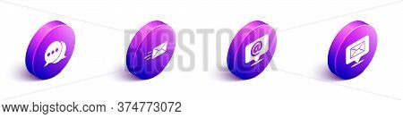 Set Isometric Speech Bubble Chat, Express Envelope, Mail And E-mail On Speech Bubble And Speech Bubb