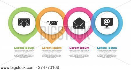 Set Envelope With Valentine Heart, Express Envelope, Envelope And Mail And E-mail On Speech Bubble. 