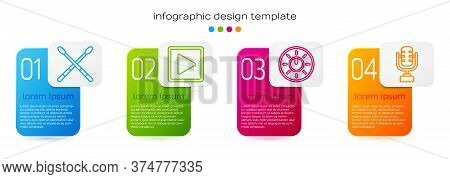 Set Line Drum Sticks, Play In Square, Dial Knob Level Technology Settings And Microphone. Business I
