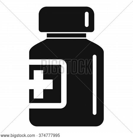 Glass Pill Jar Icon. Simple Illustration Of Glass Pill Jar Vector Icon For Web Design Isolated On Wh