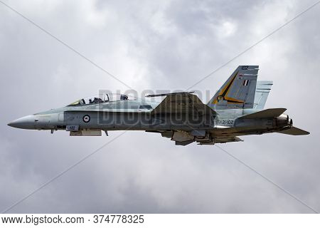 Avalon, Australia - March 1, 2015: Royal Australian Air Force (raaf) Mcdonnell Douglas F/a-18b Horne