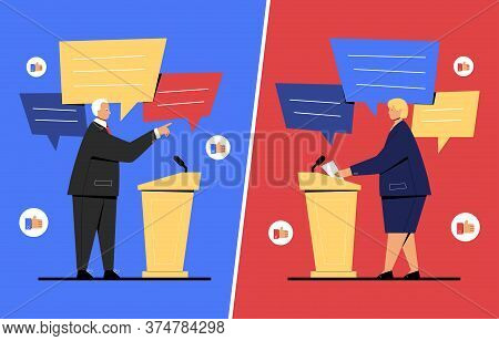 Vector Illustration Of Debate Between Two Politicians