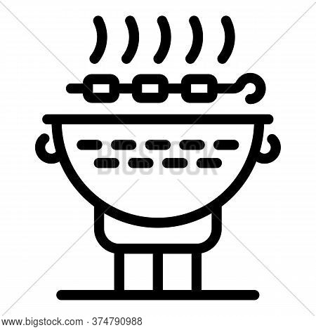 Cooking Brazier Icon. Outline Cooking Brazier Vector Icon For Web Design Isolated On White Backgroun