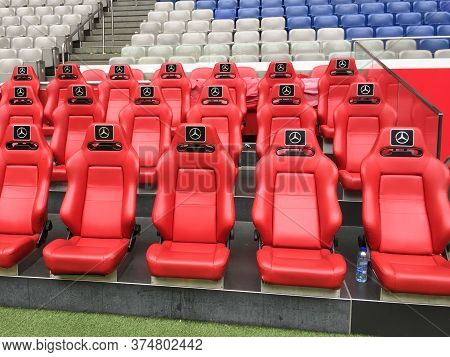 Amsterdam / Netherlands - 10 25 2018 : Interior View Of Amsterdam Ajax Football Arena Leather Car Me