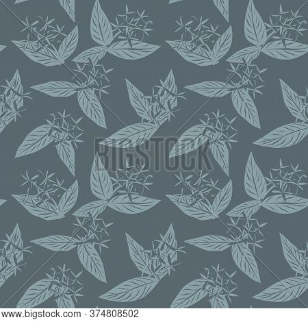 Grey Tropical Botanical Leaf Seamless Pattern Background
