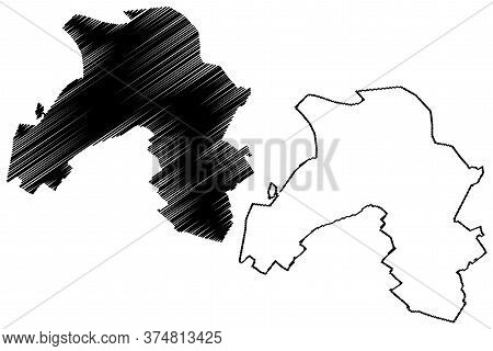 Karaj City (islamic Republic Of Iran, Persia, Alborz Province) Map Vector Illustration, Scribble Ske