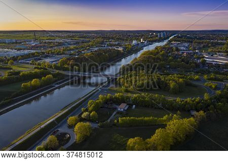 Aerial View Of Rhine Main Danube Canal Erlangen