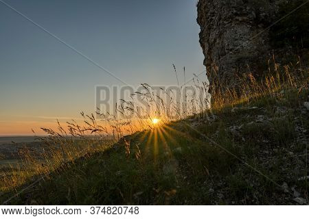 Sunset On Mountain Walberla In Franconian Switzerland