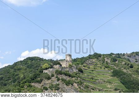 Gutenfels Fortress (german: Burg Gutenfels) In A Spring-like Landscape 110 M Above The Town Of Kaub 