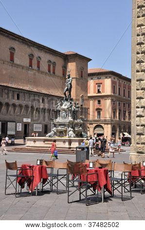 Piazza Maggiore And Neptune Fountain, Bologna, Italy