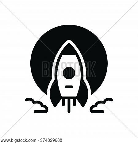 Black Solid Icon For Moonshot Launch Rocket Start Begin Startup Technology