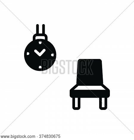 Black Solid Icon For Wait Outwait Room Chair Clock Delay Timepiece