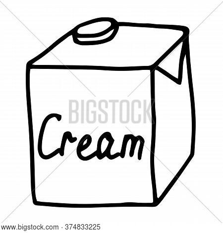 Hand Drawing A Packet Of Cream.simple, Minimal Product Picture In Doodle .usable As Icon Or Symbol.d