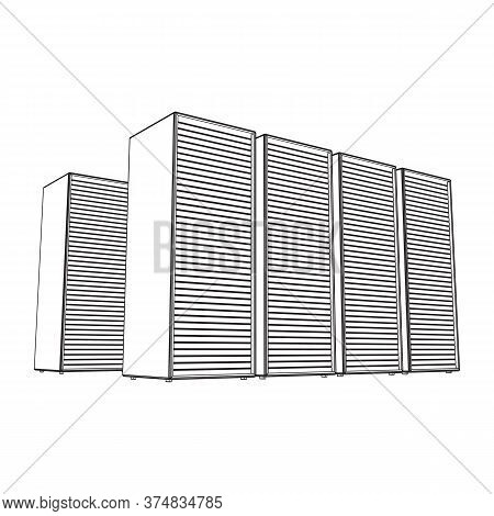 Data Center Storage Room Object. Hardware Equipment Telecommunication Server. Computer Database Towe