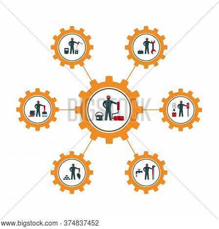 A Set Of Vector Illustrations Of Icons For Repair, Installation And Maintenance Of Apartments And Re