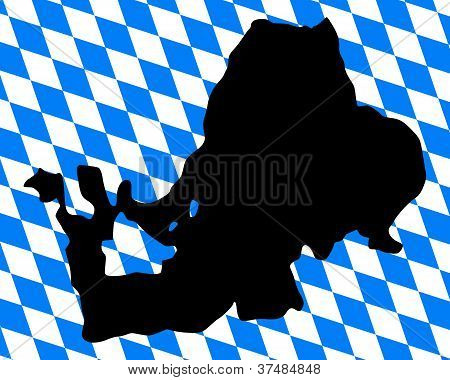 Bavorská vlajka a mapa jezera Chiemsee