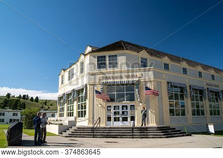 Yellowstone National Park, Wyoming - July 2, 2020: The Terrace Grill, A Historical Building That Is 