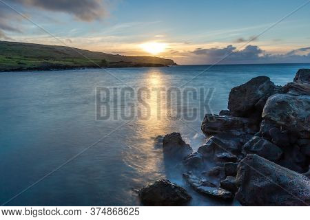Anakena Beach On Easter Island, Rapa Nui In Chile
