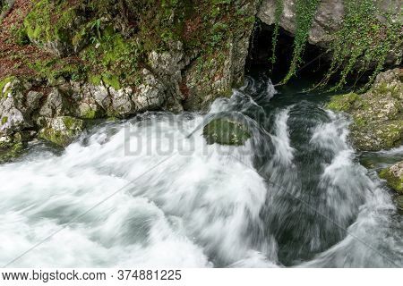 Schwarzbach River Near Gollinger Waterfall In Austria. Long Exposure