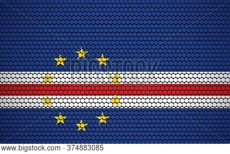 Abstract Flag Of Cape Verde Made Of Circles. Cape Verdean Flag Designed With Colored Dots Giving It 