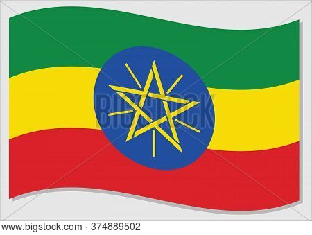 Waving Flag Of Ethiopia Vector Graphic. Waving Ethiopian Flag Illustration. Ethiopia Country Flag Wa