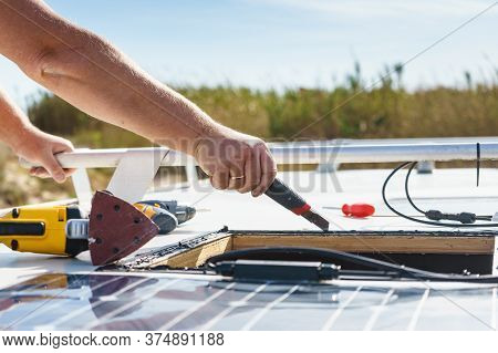 Rv Solar Panel Installation. Caravan Roof Repair