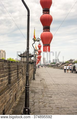 Xian, Shaanxi Province / China - August 4, 2015: Xian City Walls Largest And Best Preserved Old City