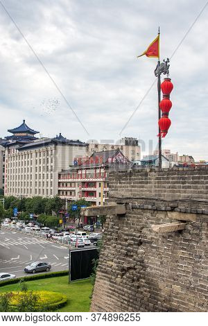 Xian, Shaanxi Province / China - August 4, 2015: Xian City Walls Largest And Best Preserved Old City