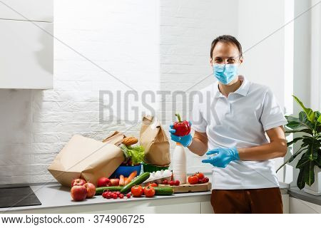 Happy Male Customer Open Cardboard Box Receive Postal Mail Delivery Package, Smiling Young Man Satis