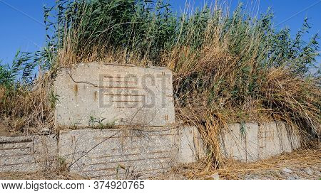 The Surface Of An Old Concrete Fence.\nbackground Image For Web Design.