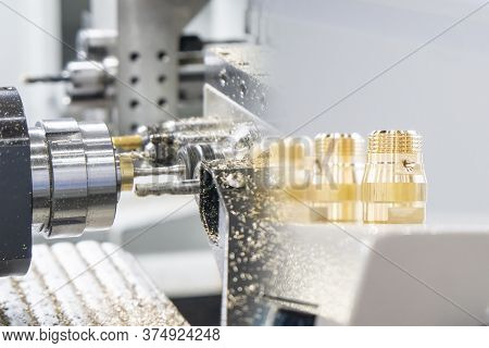 The  Abstract Scene Multi-tasking Cnc Lathe Machine Swiss Type And Pipe Connector Parts. The Hi-tech