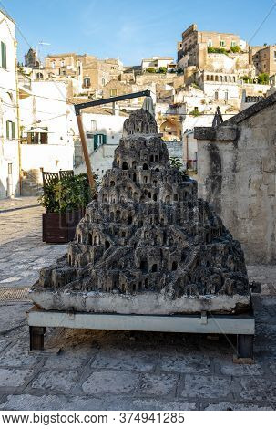 Matera, Italy - September 15, 2019: Closeup Model Of The Sassi Di Matera - Meaning Stones Of Matera 