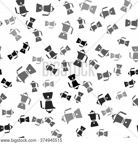 Black Coffee Maker Moca Pot Icon Isolated Seamless Pattern On White Background. Vector