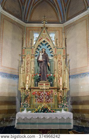 DESINIC, CROATIA - OCTOBER 18, 2013: Altar of St. Anthony of Padua in the parish church of Saint George in Desinic, Croatia