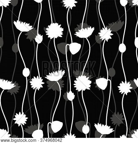 Vector Seamless Pattern Gradient Lotus Flowers On Black Background Design