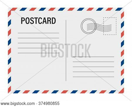Postcard White Paper Blank Mockup. Vector Isolated Illustration. Postcard Mockup Template. Stock Vec
