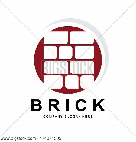 Bricks Logo Design, Material Stone Illustration Vector, Building Construction Icon