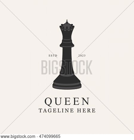 Queen Chess Line Art Design Logo Vector