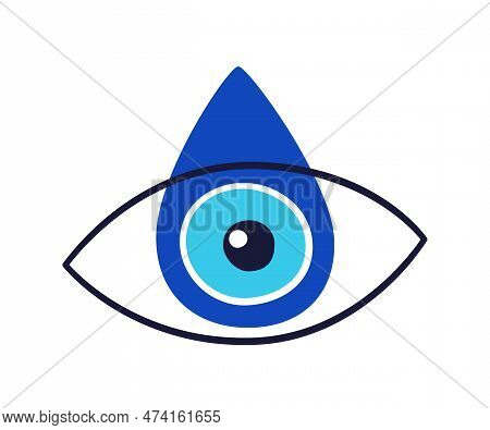 Evil Eye Talisman Icon. Turkish Or Greek Eye Symbol. Greece Ethnic Magic Amulet. Mystical Blue Hamsa